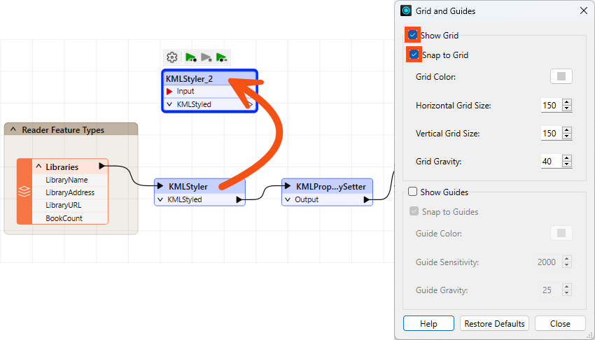 Aligning objects using the grid